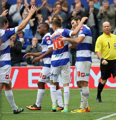 QPR s Charlie Austin celebrates scoring his sides second goal QPR v Barnsley - Npower Championship - Loftus Road - London - England -05 10 2013 - Pic David Klein Sportimage EDITORIAL USE ONLY. No use with unauthorised audio, video, data, fixture lists, club league logos or live services. Online in-match use limited to 120 images, no video emulation. No use in betting, games or single club league player publications.
