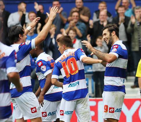 QPR s Charlie Austin celebrates scoring his sides second goal QPR v Barnsley - Npower Championship - Loftus Road - London - England -05 10 2013 - Pic David Klein Sportimage EDITORIAL USE ONLY. No use with unauthorised audio, video, data, fixture lists, club league logos or live services. Online in-match use limited to 120 images, no video emulation. No use in betting, games or single club league player publications.