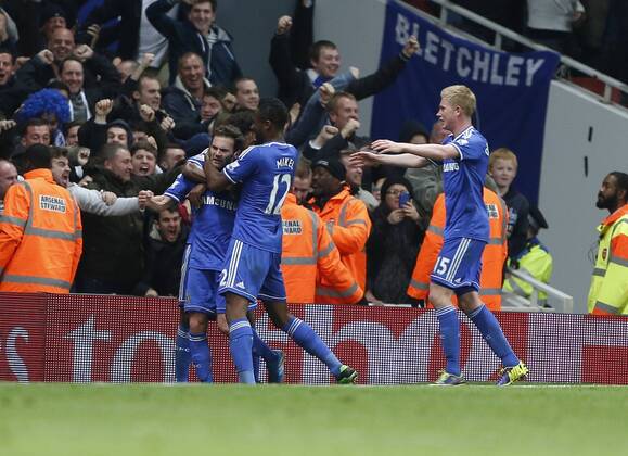 Chelsea s Juan Mata celebrates scoring his sides second goal Arsenal v Chelsea - Capital One Cup Fourth Round - The Emirates - London - England -29 10 2013 - Pic David Klein Sportimage EDITORIAL USE ONLY. No use with unauthorised audio, video, data, fixture lists, club league logos or live services. Online in-match use limited to 120 images, no video emulation. No use in betting, games or single club league player publications.