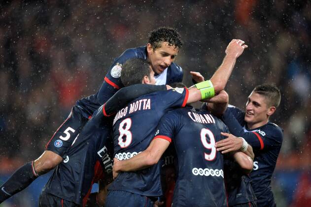 Marquinhos (psg) - Marco Verratti (psg) Paris St Germain PSG vs FC Lorient - Ligue 1 - 01 11 2013 AnthonyBIBARD FEP Panoramic 
