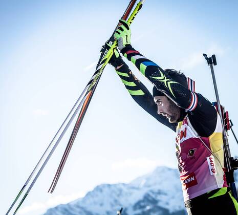 08.12.2013, Biathlonarena, Hochfilzen, AUT, E. ON IBU Weltcup, Sprint, Herren, im Bild Sieger Martin Fourcade (FRA) Winner Martin Fourcade (FRA) during Mens Pursuit of E. ON IBU Biathlon World Cup at the Biathlonstadium in Hochfilzen, Austria on 2013 12 08. Foto: Eibner EP_fei