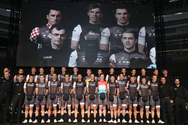 Teampräsentation des World Tour Teams Trek Factory Racing im französischen Roubaix - Fahrervorstellung - Teampraesentation - World Tour Team Trek - Querformat - quer - horizontal - Event: Trek Factory Team Präsentation - Saison 2014 - Location: Roubaix - Frankreich - Europa - Datum: 10.01.2014