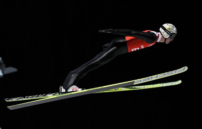 OLYMPIA - Olympische Spiele 2014 KRASNAJA POLJANA,RUSSLAND,12.FEB.14 - DIVERS, OLYMPIA, SKI NORDISCH, SKISPRINGEN - Olympische Winterspiele Sotschi 2014, RusSki Gorki Jumping Center, Esto-Sadok, Grossschanze, Training der Herren. Bild zeigt Thomas Morgenstern (AUT). 