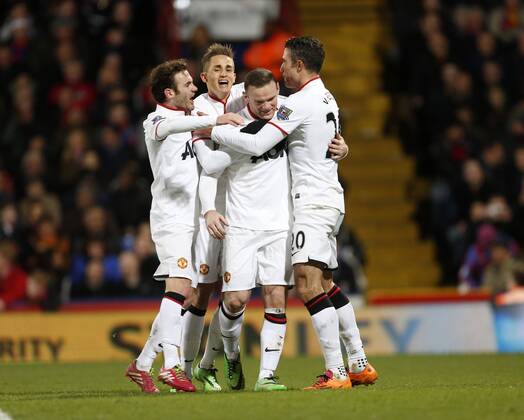 Manchester United s Wayne Rooney celebrates scoring his sides second goal Crystal Palace vs Manchester United - Premier League - Selhurst Park - London - England - 22 02 2014 - Pic David Klein Sportimage EDITORIAL USE ONLY. No use with unauthorised audio, video, data, fixture lists, club league logos or live services. Online in-match use limited to 120 images, no video emulation. No use in betting, games or single club league player publications.