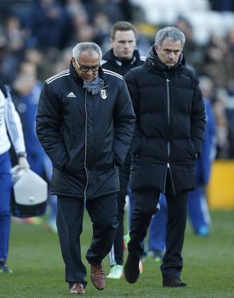 Fulham s Felix Magath looks on dejected at the final whsitle FC Fulham vs Chelsea FC London - Premier League - Craven Cottage - London - England - 01 03 2014 - EDITORIAL USE ONLY. No use with unauthorised audio, video, data, fixture lists, club league logos or live services. Online in-match use limited to 120 images, no video emulation. No use in betting, games or single club league player publications.
