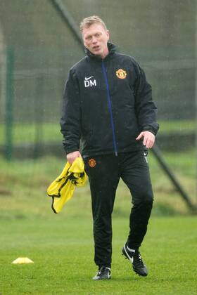 David Moyes, manager of Manchester United - UEFA Champions League - Manchester United Training - Aon Carrington Training Complex - Manchester - England - 18th March 2014 - Picture Philip Oldham Sportimage EDITORIAL USE ONLY. No use with unauthorised audio, video, data, fixture lists, club league logos or live services. Online in-match use limited to 120 images, no video emulation. No use in betting, games or single club league player publications.