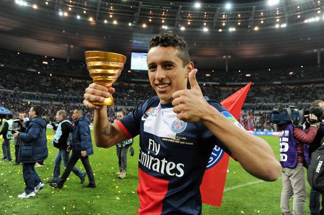 joie Marquinhos (PSG) FOOTBALL : Olympique Lyon vs Paris St Germain (PSG) - Finale Coupe de la Ligue - 19 04 2014 NLeGouicFEP 