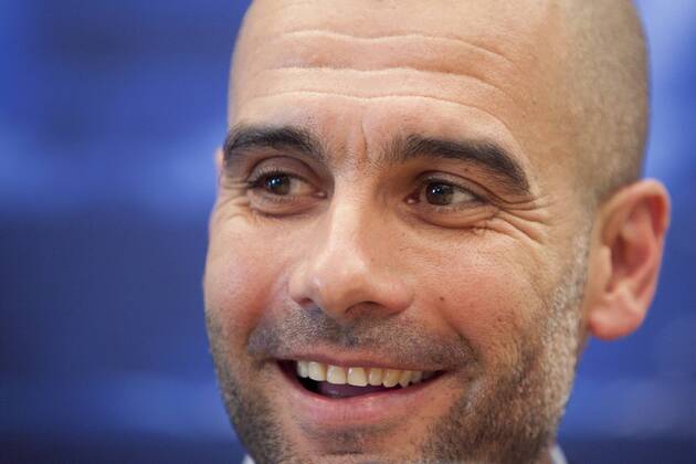 Spanish coach from FC Bayern München Pep Guardiola attends Press Conference at Intercontinental Hotel in Madrid, Spain. April 22, 2014.  (20186918)
