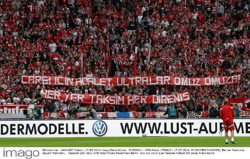 FUSSBALL - DFB-Pokal - FINALE - 17.05.2014, FC BAYERN MÜNCHEN, Banner Fankurve Bayern München, -