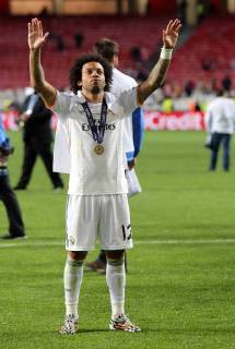 Lissabon Fußball Champions League Finale Real Madrid CF vs. Club Atletico de Madrid, Marcelo (Real) freut sich über den Sieg