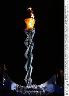 Feb. 8, 2002 - U.S. - SALT LAKE CITY, UT-- The 1980 US Hockey team lights the Olympic cauldron at the Winter Olympic Opening Ceremony Friday February 8, 2002 in Salt Lake City, Utah. (SJ) - Feb. 8, 2002 - ZUMAm67
