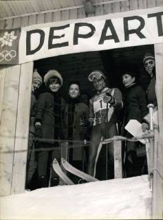 Feb. 05, 1968 - Left to right: Audrey Hepburn, the Countess of Ribes, Jean-Claude Killy, and Yul Brynner s wife.  - ZUMAk09