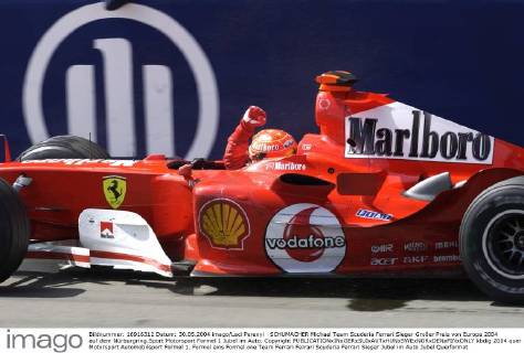 SCHUMACHER Michael Team Scuderia Ferrari Sieger Großer Preis von Europa 2004 auf dem Nürburgring.Sport Motorsport Formel 1 Jubel im Auto. Copyright