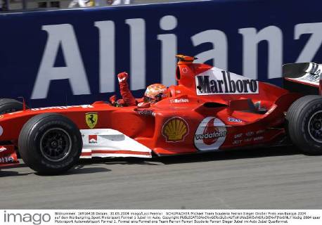SCHUMACHER Michael Team Scuderia Ferrari Sieger Großer Preis von Europa 2004 auf dem Nürburgring.Sport Motorsport Formel 1 Jubel im Auto. Copyright