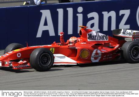 SCHUMACHER Michael Team Scuderia Ferrari Sieger Großer Preis von Europa 2004 auf dem Nürburgring.Sport Motorsport Formel 1 Jubel im Auto. Copyright