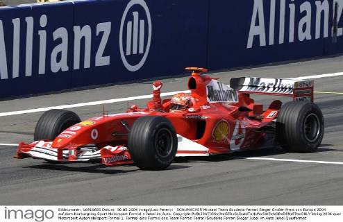 SCHUMACHER Michael Team Scuderia Ferrari Sieger Großer Preis von Europa 2004 auf dem Nürburgring.Sport Motorsport Formel 1 Jubel im Auto. Copyright