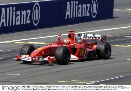 SCHUMACHER Michael Team Scuderia Ferrari Sieger Großer Preis von Europa 2004 auf dem Nürburgring.Sport Motorsport Formel 1 Jubel im Auto. Copyright