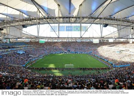 A general view of the action during the 2014 FIFA World Cup Final at the Estadio do Maracana in Rio de Janeiro on July 13, 2014.  RIO2014071315