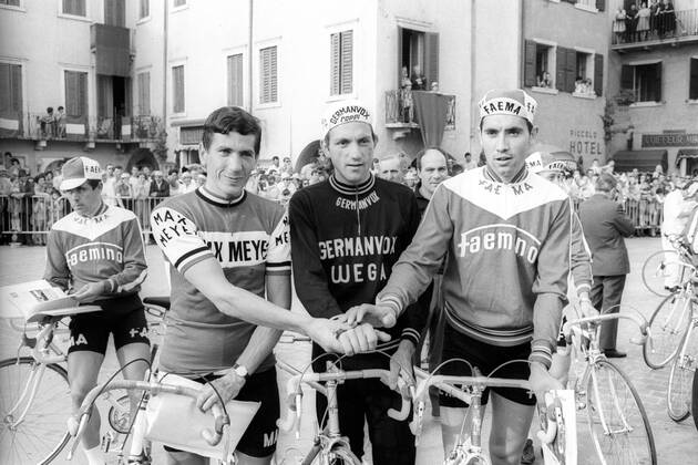 Giro d'Italia, v.li.: Claudio Michelotto (Italien), Ole Ritter (Dänemark) und Eddy Merckx (Belgien)