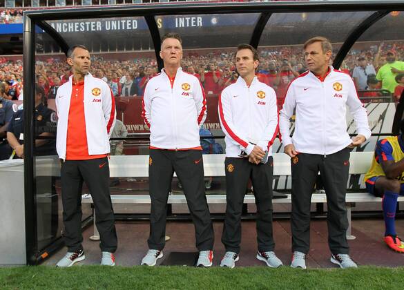 Manchester United s Louis Van Gaal looks on from the bench - International Champions Cup 2014 - Manchester United vs Inter Milan - Fedex Field - Washington - USA - 29th July 2014 - Picture David Klein Sportimage EDITORIAL USE ONLY. No use with unauthorised audio, video, data, fixture lists, club league logos or live services. Online in-match use limited to 120 images, no video emulation. No use in betting, games or single club league player publications.