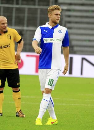 30.07.2014 Zürich Fussball Herren Champions League-Qualifikation Saison 2014 2015 Stadion Letzigrund Grasshopper Club Zürich - OSC Lille Bild zeigt Alexander Merkel (GER) (GC) Aktion Einzelbild Freisteller Foto