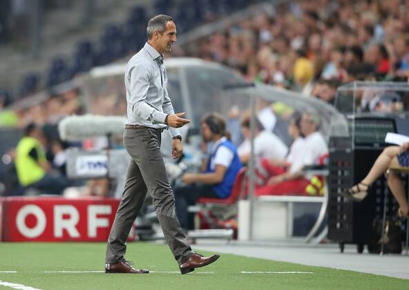 SOCCER - CL, RBS vs Qarabag SALZBURG,AUSTRIA,06.AUG.14 - SOCCER - UEFA Champions League, qualifying, Red Bull Salzburg vs Qarabag Agdam FK. Image shows head coach Adi Huetter (RBS).
