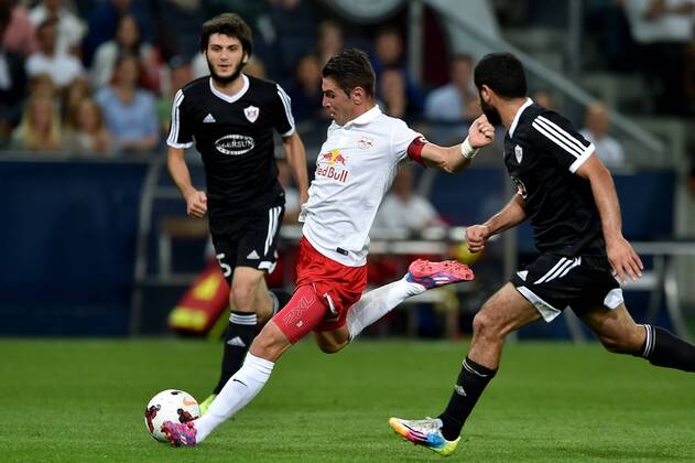 SOCCER - CL, RBS vs Qarabag SALZBURG,AUSTRIA,06.AUG.14 - SOCCER - UEFA Champions League, qualifying, Red Bull Salzburg vs Qarabag Agdam FK. Image shows Jonatan Soriano (RBS).