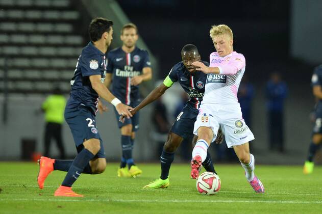 DANIEL WASS - BLAISE MATUIDI FOOTBALL : Evian Thonon Gaillard vs Paris St Germain PSG - Ligue 1 - 22 08 2014 AnthonyBIBARDFEP 