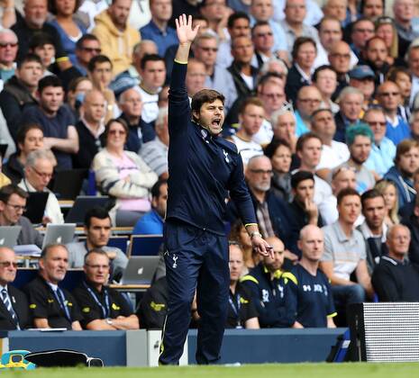 Tottenham s Mauricio Pochettino in action - Barclays Premier League - Tottenham vs Queens Park Rangers - White Hart Lane - London - England - 24th August 2014 - Picture David Klein Sportimage EDITORIAL USE ONLY. No use with unauthorised audio, video, data, fixture lists, club league logos or live services. Online in-match use limited to 120 images, no video emulation. No use in betting, games or single club league player publications.