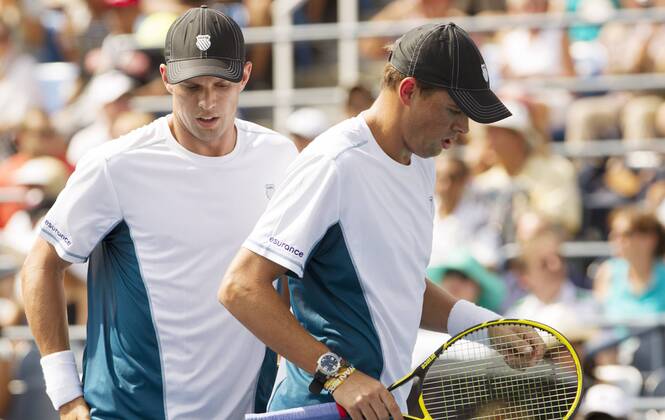 TENNIS - ATP, US Open 2014 NEW YORK CITY,NEW YORK,USA,01.SEP.14 - TENNIS - ATP Tennis Herren World Tour, US Open 2014, Grand Slam, Flushing Meadows, doubles. Image shows Bob and Mike Bryan (USA).
