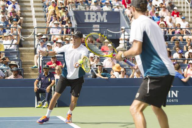 TENNIS - ATP, US Open 2014 NEW YORK CITY,NEW YORK,USA,01.SEP.14 - TENNIS - ATP Tennis Herren World Tour, US Open 2014, Grand Slam, Flushing Meadows, doubles. Image shows Bob and Mike Bryan (USA).