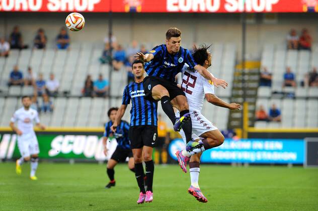 - BRUGGE, BELGIUM: Club s Thomas Meunier pictured in action during a soccer game between Belgian first division team Club Brugge KV and Italian team Torino F.C., Thursday 18 September 2014 in Brugge, the first game in the group stage of the UEFA Europa League in group B. LUCxCLAESSEN 04318353