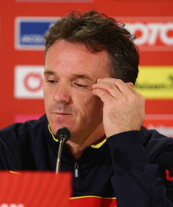 SOCCER - UEFA EURO 2016, qualification, AUT vs MNE, preview VIENNA,AUSTRIA,11.OCT.14 - SOCCER - UEFA European Championship 2016, European Qualifiers, OEFB international match, Austria vs Montenegro, preview, press conference of team MNE. Image shows head coach Marko Vesovic (MNE).