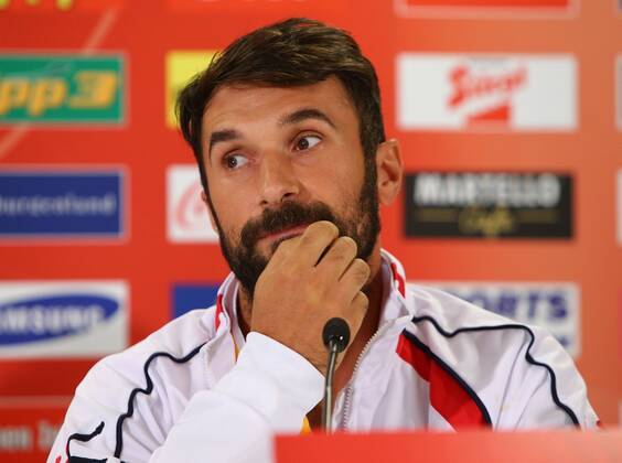 SOCCER - UEFA EURO 2016, qualification, AUT vs MNE, preview VIENNA,AUSTRIA,11.OCT.14 - SOCCER - UEFA European Championship 2016, European Qualifiers, OEFB international match, Austria vs Montenegro, preview, press conference of team MNE. Image shows Mirko Vucinic (MNE).