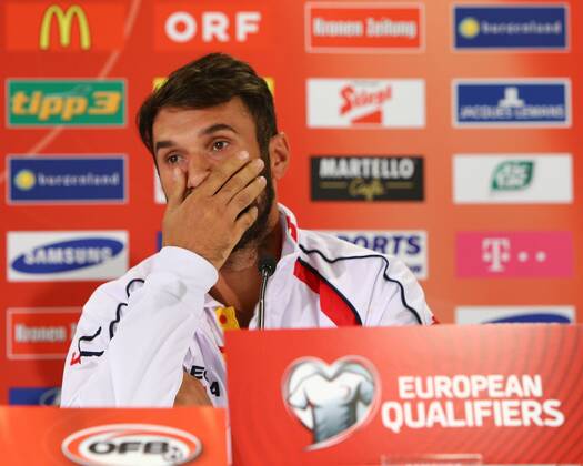 SOCCER - UEFA EURO 2016, qualification, AUT vs MNE, preview VIENNA,AUSTRIA,11.OCT.14 - SOCCER - UEFA European Championship 2016, European Qualifiers, OEFB international match, Austria vs Montenegro, preview, press conference of team MNE. Image shows Mirko Vucinic (MNE).