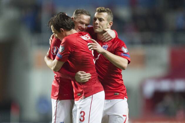 Wayne Rooney of England celebrates the opening goal - Estonia vs. England - UEFA Euro 2016 Qualifier - A. Le Coq Arena - Tallinn - 12 10 2014 Pic Philip Oldham Sportimage EDITORIAL USE ONLY. No use with unauthorised audio, video, data, fixture lists, club league logos or live services. Online in-match use limited to 120 images, no video emulation. No use in betting, games or single club league player publications.