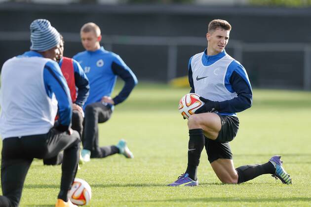 - BRUGGE, BELGIUM: Club s Thomas Meunier pictured during a training session of Belgian soccer team Club Brugge, Wednesday 22 October 2014, in Brugge. Tomorrow Club Brugge is playing Danish team FC Kobenhavn in the third day of the group stage of the UEFA Europa League competition, in the group B. BRUNOxFAHY 04486890