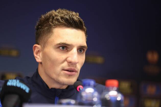 - BRUGGE, BELGIUM: Club s Thomas Meunier pictured at a press conference of Belgian soccer team Club Brugge, Wednesday 22 October 2014, in Brugge. Tomorrow Club Brugge is playing Danish team FC Kobenhavn in the third day of the group stage of the UEFA Europa League competition, in the group B. BRUNOxFAHY 04487021