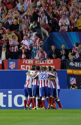 Atletico de Madrid Midfielder, Jorge Resurreccion Merodio - KOKE, number 6 celebrates after scoring a goal (1,0). Round 3 of the CHAMPIONS league, soccer match between Atletico de Madrid - Malmo FF at the Vicente Calderon stadium, Madrid - Spain by October 22, 2014. . 
