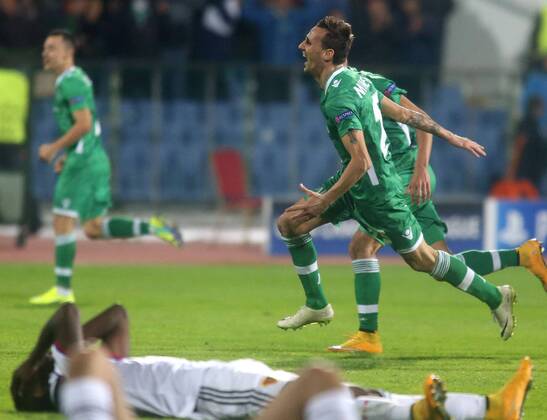 22.10.2014 Sofia(Bulgaria) PFC Ludogorets - FC Basel UEFA Champions League men s football Yordan Minev PFC Ludogorets celebrate victory after match :Stringer 