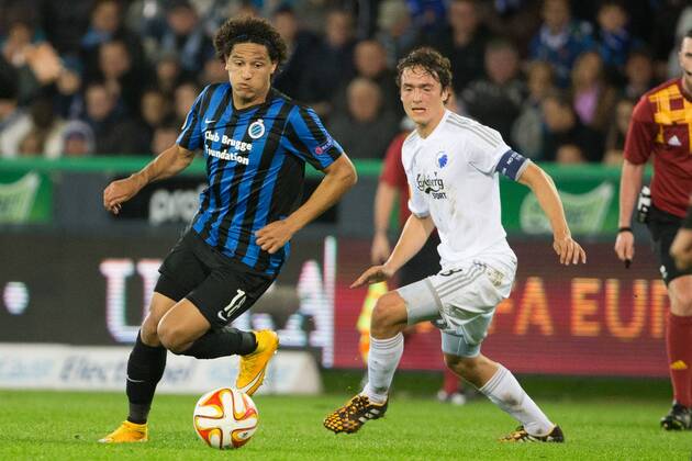 - BRUGGE, BELGIUM: Club s Felipe Gedoz De Conceicao and Kobenhavn s Thomas Delaney fight for the ball during a game between Belgian soccer team Club Brugge and Danish team FC Kobenhavn, Thursday 23 October 2014, in Brugge stadium. It is the third day of the group stage of the UEFA Europa League competition, in group B. KURTxDESPLENTER  premiumd 20146068