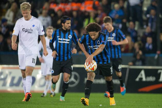 - BRUGGE, BELGIUM: Club s Felipe Gedoz De Conceicao (C) pictured during a game between Belgian soccer team Club Brugge and Danish team FC Kobenhavn, Thursday 23 October 2014, in Brugge stadium. It is the third day of the group stage of the UEFA Europa League competition, in group B. KURTxDESPLENTER  04488561