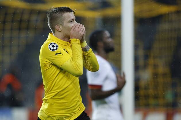 Marco Reus (Borussia Dortmund 11) beim Torjubel nach dem Treffer zum 1:0 Borussia Dortmund vs Galatasaray Istanbul, Fussball , Champions League, 04.11.2014 , EP_JSE