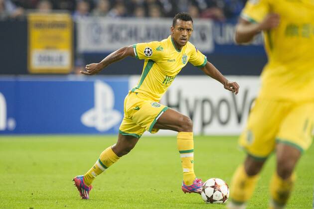 NANI (SPL) in Aktion mit Ball; Fussball Champions League, Gruppenphase, Gruppe G, FC Schalke 04 (GE) - Sporting Lissabon (SPL) 4:3, am 21.10.2014 in Gelsenkirchen Deutschland.
