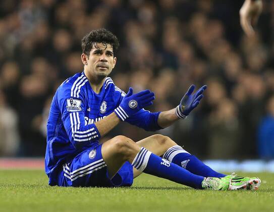 Chelsea s Diego Costa looks on dejected Barclays Premier League - Tottenham Hotspur vs Chelsea - White Hart Lane - England - 1st January 2015 - Picture David Klein Sportimage EDITORIAL USE ONLY. No use with unauthorised audio, video, data, fixture lists, club league logos or live services. Online in-match use limited to 120 images, no video emulation. No use in betting, games or single club league player publications.