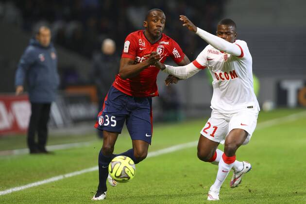 Kevin Koubemba (Lille) VS Uwa Echiejile Elderson (Monaco) FOOTBALL : Lille vs Monaco - Ligue 1 - 24 01 2015 - GwendolineLeGoff Panoramic 