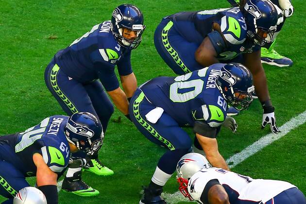 01 FEB 2015: Seattle Seahawks quarterback Russell Wilson (3) during the first quarter of Super Bowl XLIX being played at University of Phoenix Stadium. The New England Patriots defeat the Seattle Seahawks 28-24 in Super Bowl XLIX at University of Phoenix Stadium in Glendale Arizona. NFL American Football Herren USA FEB 01 Super Bowl XLIX - Patriots v Seahawks Icon020115348 EDITORIAL USE ONLY