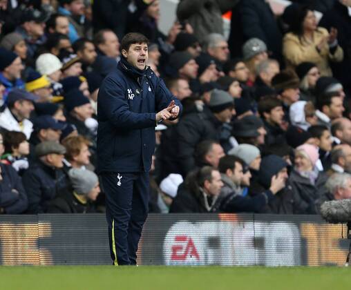 Tottenham s Mauricio Pochettino in action Barclays Premier League- Tottenham Hotspurs vs Arsenal - White Hart Lane - England - 7th February 2015 - Picture David Klein Sportimage EDITORIAL USE ONLY. No use with unauthorised audio, video, data, fixture lists, club league logos or live services. Online in-match use limited to 120 images, no video emulation. No use in betting, games or single club league player publications.