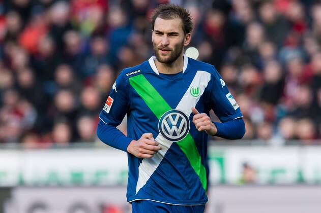 Bas Dost of VFL Wolfsburg during the bundesliga match between Bayer 04 Leverkusen and VfL Wolfsburg at the BayArena on February 14, 2015 in Leverkusen, Germany Bayer 04 Leverkusen v VfL Wolfsburg Bundesliga 2014 2015 xVIxGerritxvanxKeulenxIVx 3541597
