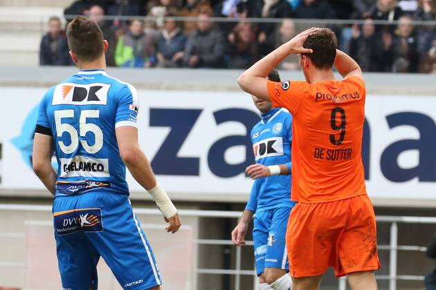 - BRUGGE, BELGIUM: Club s Tom De Sutter reacts during the Jupiler Pro League match between KAA Gent and Club Brugge, in Gent, Sunday 22 February 2015, on the 27th day of the Belgian soccer championship. BRUNOxFAHY x04573385x